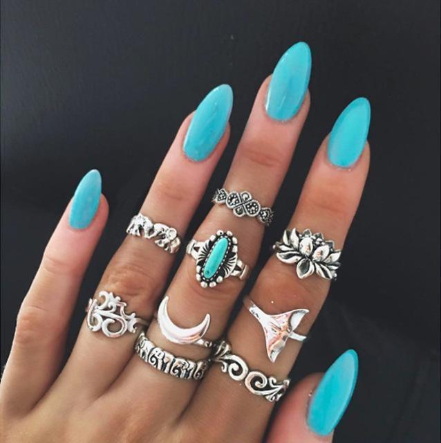 Womens Knuckle Ring Set Stackable Bohemian Vintage Style Rings Gift for Women Fashion Jewelry Stylish Boho Accessory
