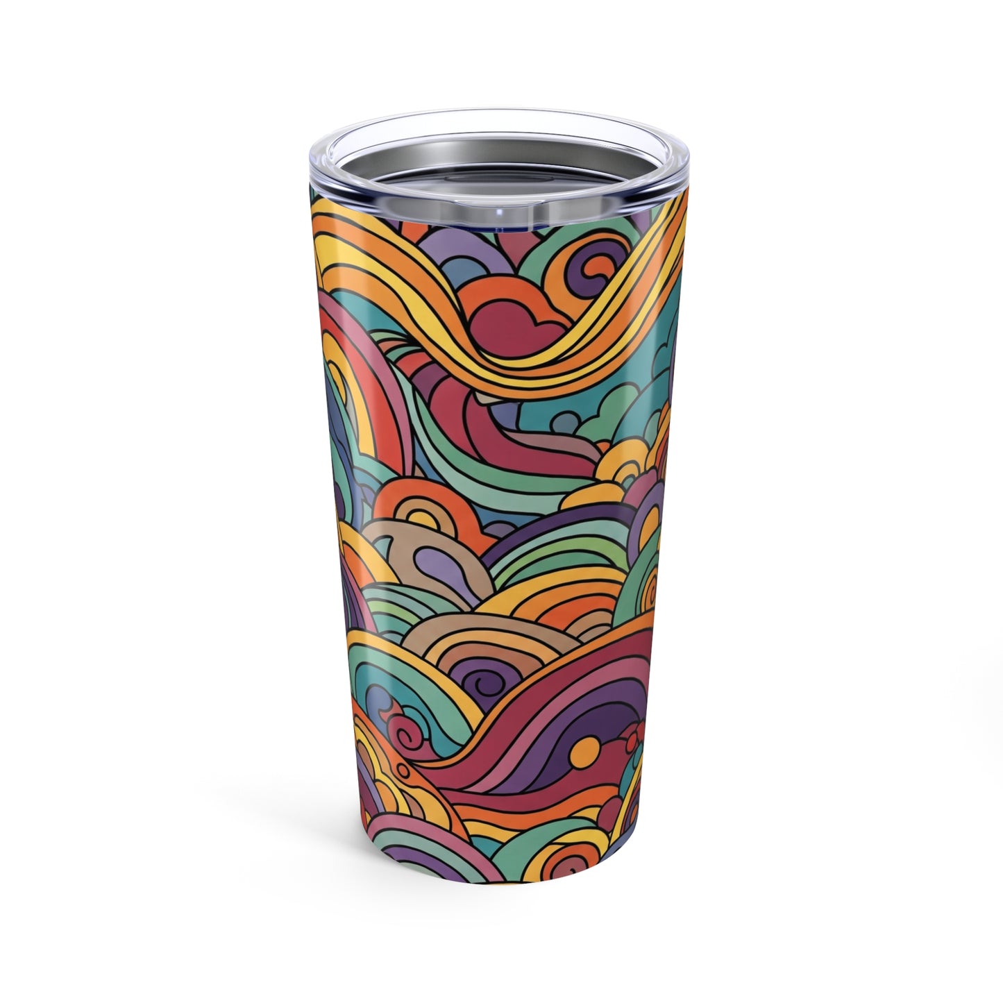 20 Oz Stainless Steel Tumbler With Printed Design Vacuum Insulated Spill Resistant Travel Mug For Hot Or Cold