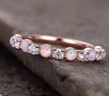 Diamond Engagement Ring For Women 14K Rose Gold Plated Copper Fashion Anniversary Promise Jewelry Sparkling Elegant