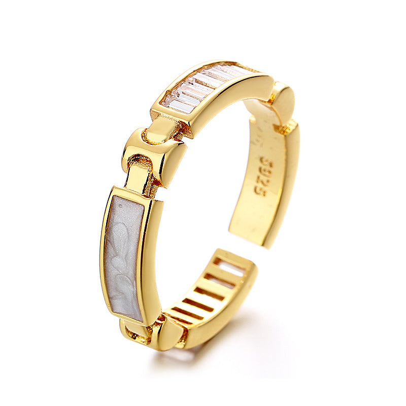 Women Champagne Gold Open Ring Copper Electroplated Fashion Accessory Gifts For Her Elegant Daily Wear Jewelry