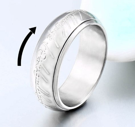 Mens Ring Titanium Steel Band With Letter Number Word Design 7mm Wide Electroplated Jewelry With Initials Card