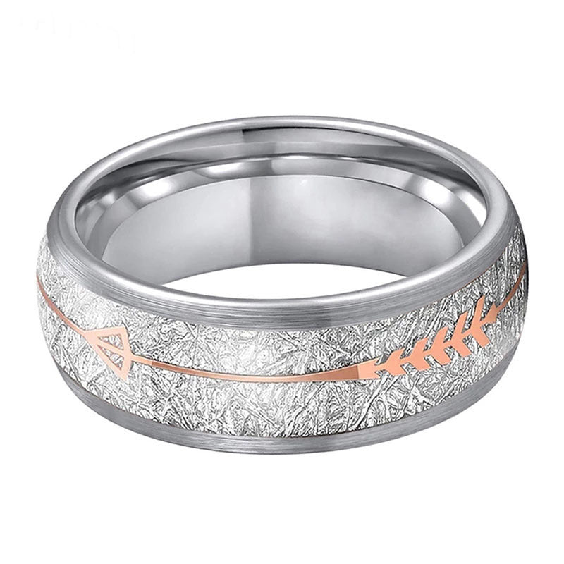 Stainless Steel Meteorite Sand Ring Rose Gold Wedding Bands for Men and Women with Elegant Design Matte Finish