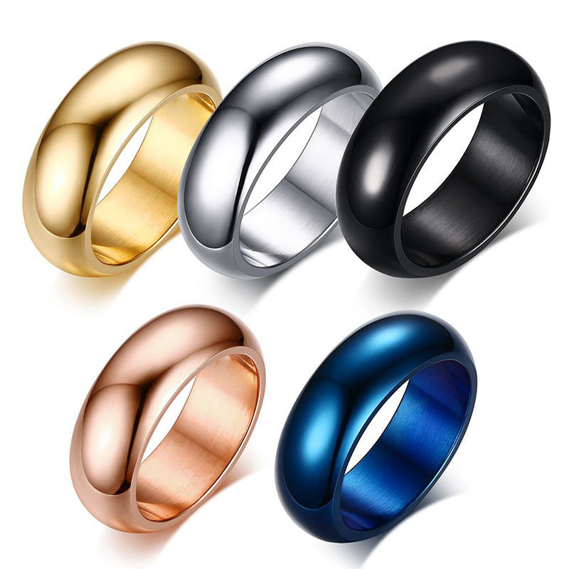 Mens Titanium Steel Geometric Ring Electroplated Finish Band HolidayGift For Him Father Jewelry Timeless Style