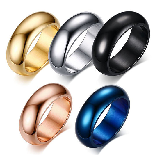 Mens Titanium Steel Geometric Ring Electroplated Finish Band HolidayGift For Him Father Jewelry Timeless Style