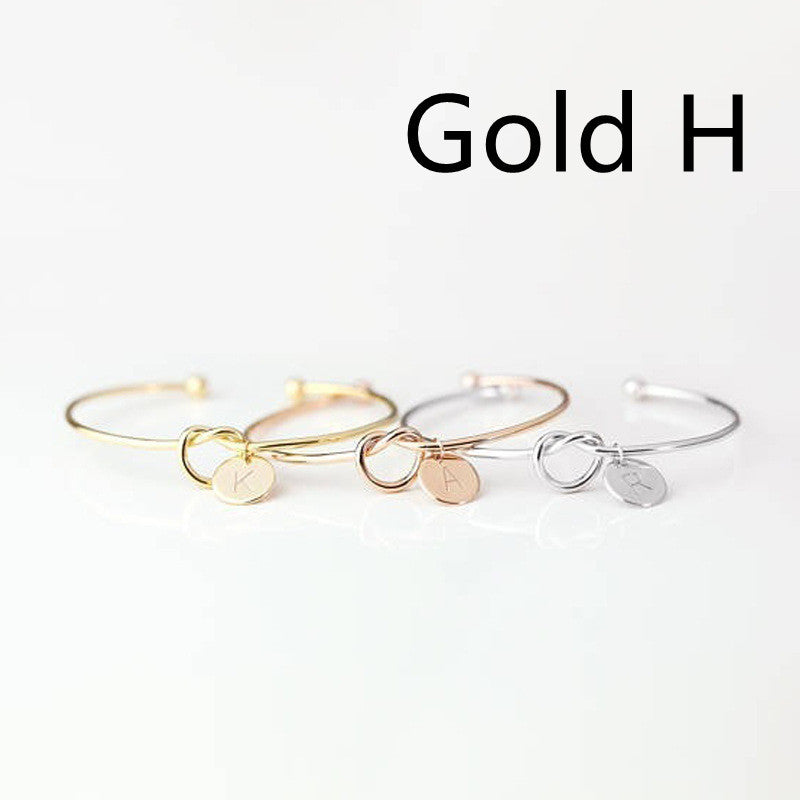 Womens Alloy Letter Bracelet Dead Knot Bangle Jewelry Gold