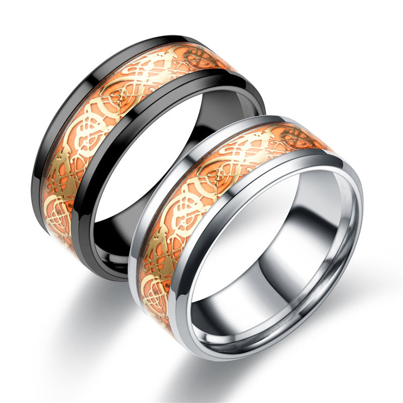 Mens Stainless Steel Luminous Ring Glows In The Dark Band