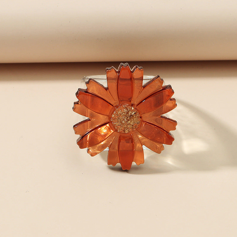 Acrylic Flower Ring Geometric Floral Design Unisex Jewelry