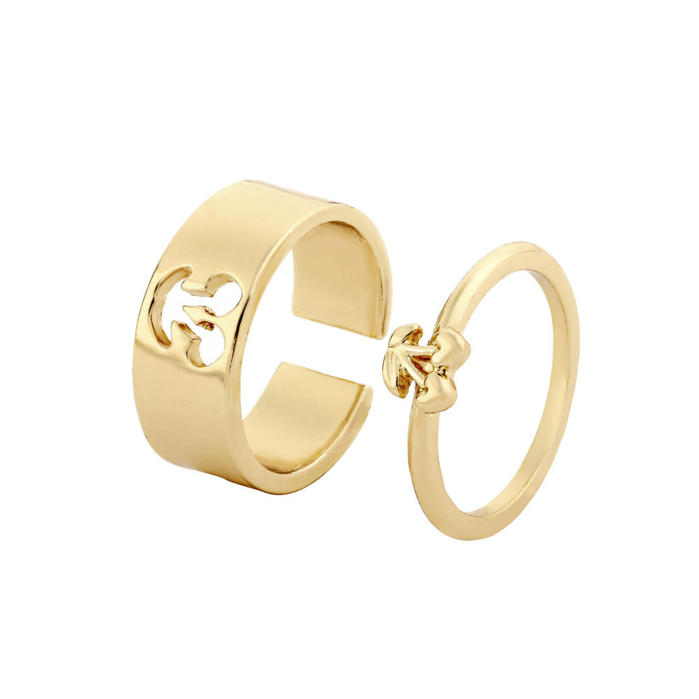Matching Couple Rings Adjustable Alloy Cherry Rings European Design Unisex Fruit Hollow Rings Anniversary Gift
