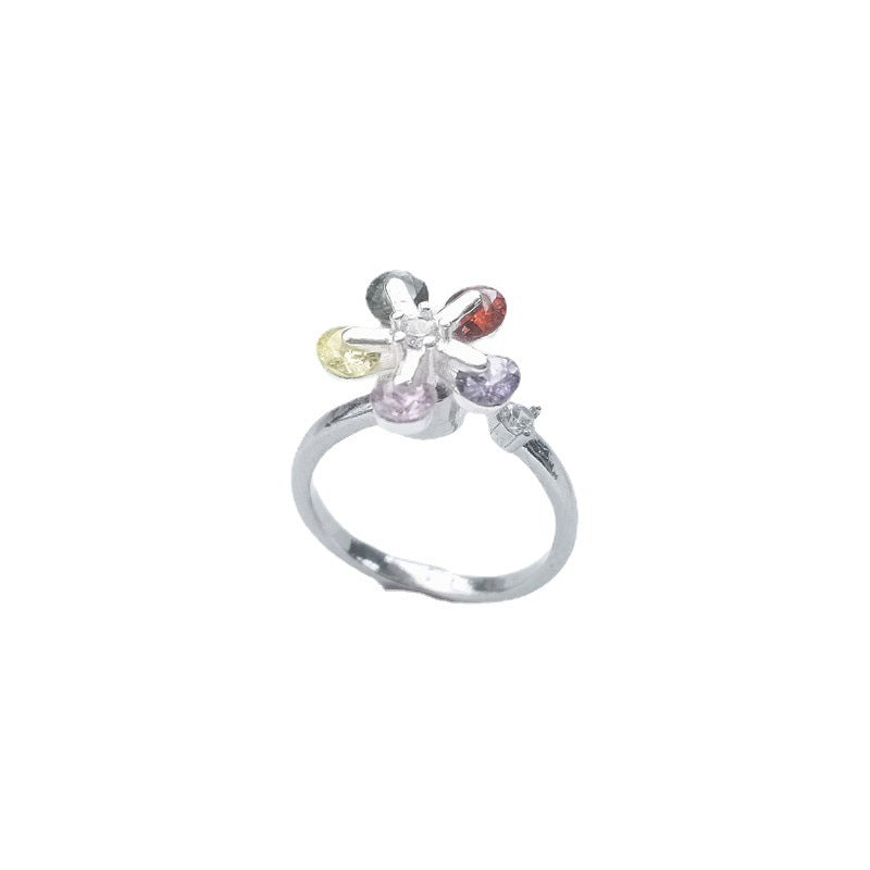 Ring For Women Rotating Multicolored Gemstone Copper Jewelry Korean Style Environmentally Friendly Gift For Souvenir Tour