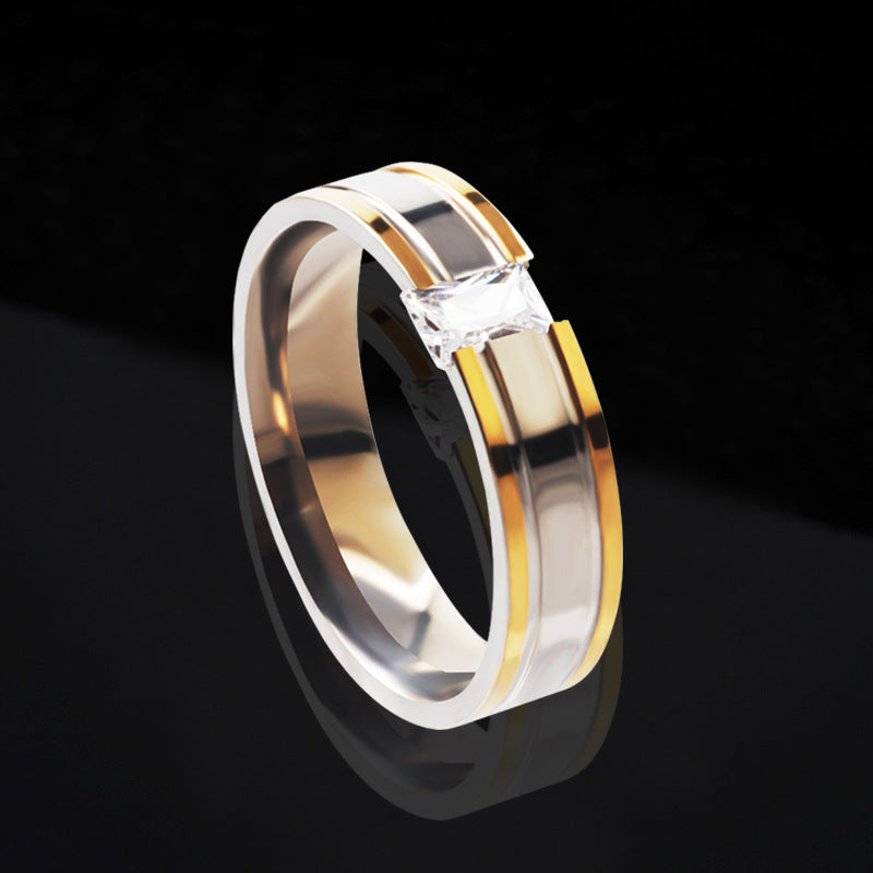 Unisex Stainless Steel Groove Ring With Zircon Inlaid Fashion Jewelry Band New Designs Statement Ring For All