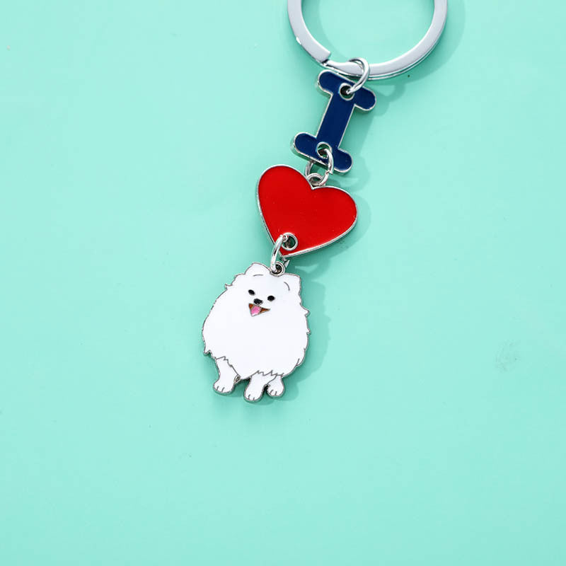Durable Metal Dog Pendant Keychain For Women And Men Dog Lover Gift Purse Charm Bag Decoration Keyring Stylish