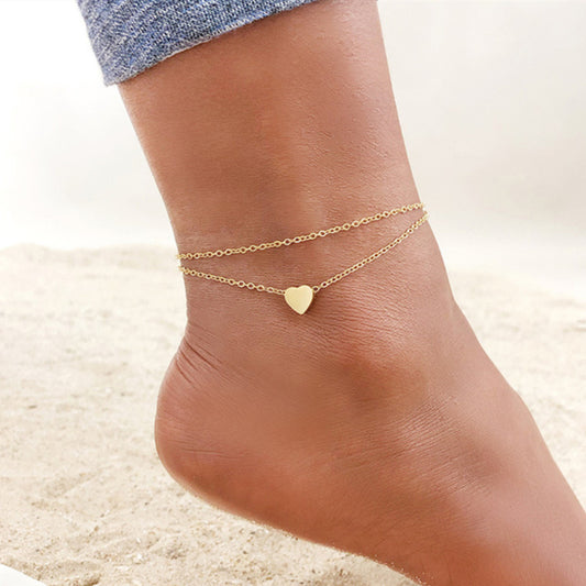 Womens Adjustable Anklet Foot Chain Boho Geometric Alloy Jewelry Summer Beach Ankle Women And Girls Packing1pc