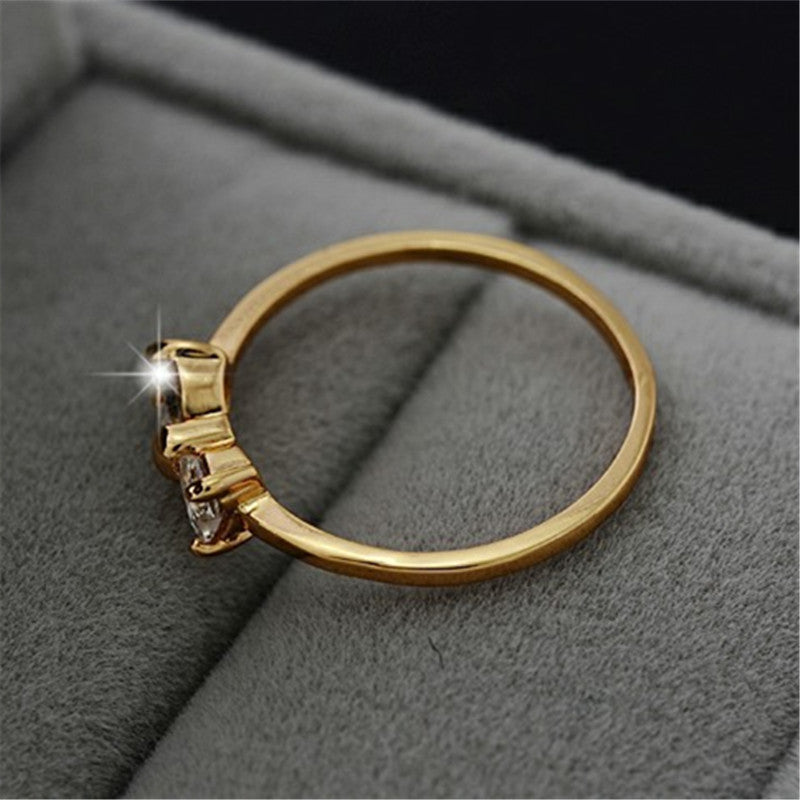 Bow Ring With Austrian And Cubic Zirconia Electroplated Copper Ring Simple Design Individually Packed Festivals