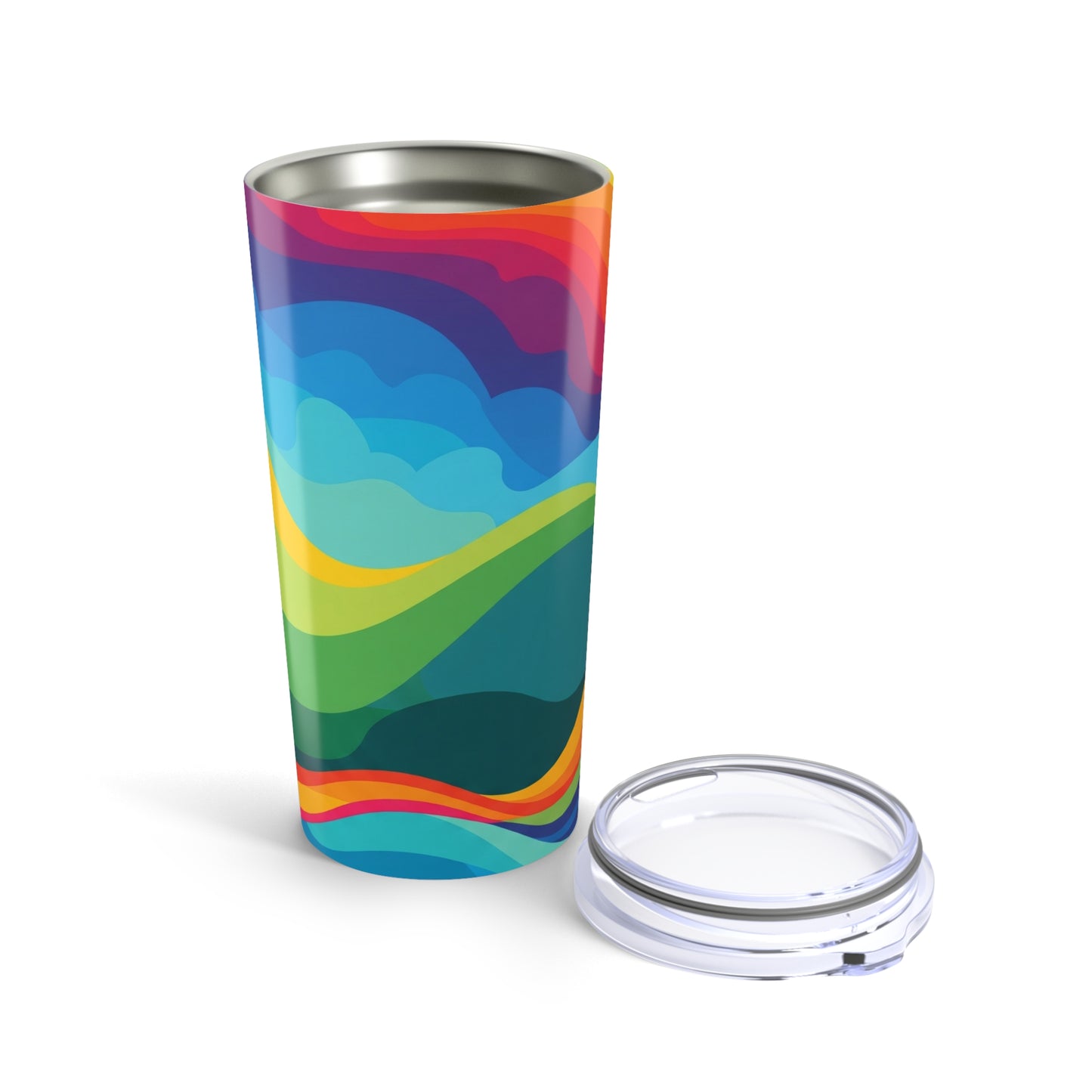 20 Oz Stainless Steel Printed Tumbler With Double Wall Vacuum Insulation Spill Resistant Lid For Hot And Cold