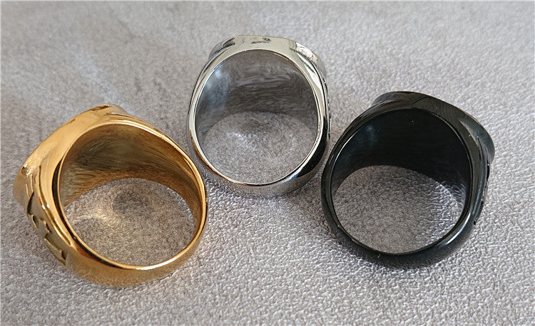 Stainless Steel Ring Holy War Angel Titanium Band Men