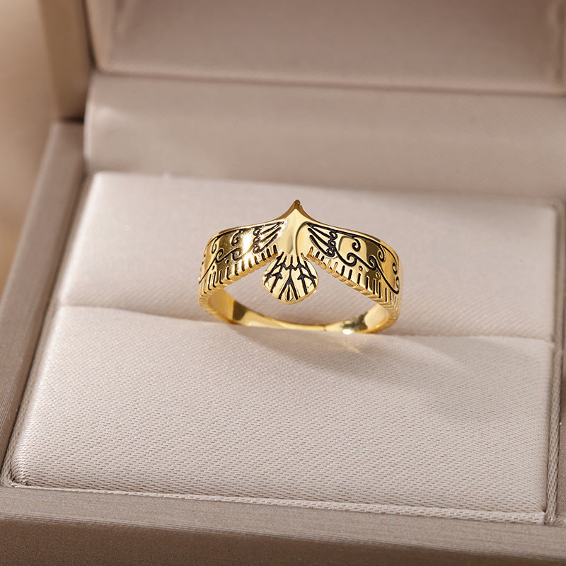 Unisex Copper Eagle Ring Electroplated Bird Zodiacal Designs With Inlaid Zircon European Design Statement Rings