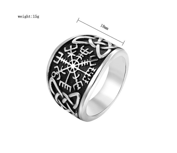 Retro Heavy Metal Nordic Viking Mens Titanium Steel Ring