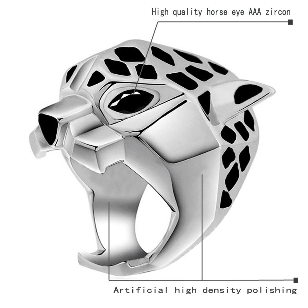 Mens Leopard Ring Animal Electroplated Alloy European American Style Jewelry Accessory Fashion Ring Elegant Ring