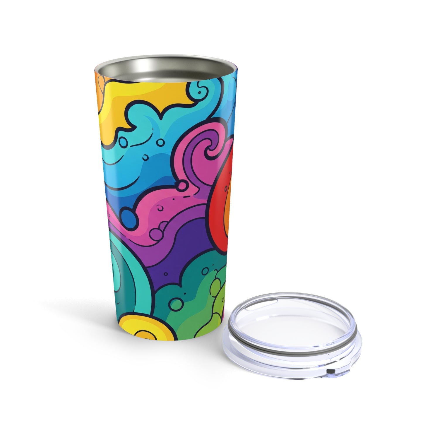 20oz Stainless Steel Printed Tumbler Double Wall Vacuum Insulation Travel Mug Spill Resistant Hot Or Cold Beverage