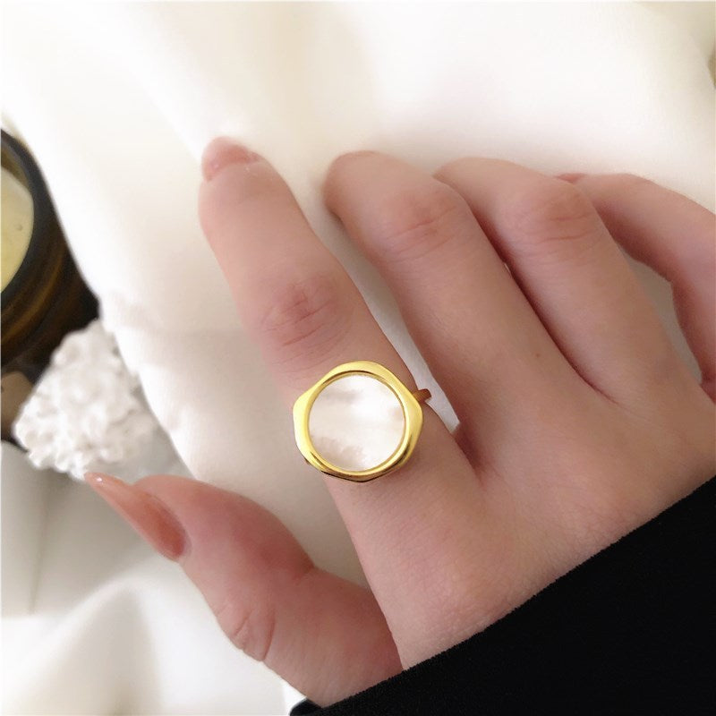 Geometric Circular Ring Adjustable Copper Electroplated Korean Jewelry For Everyday Wear For Everyday Wear Look