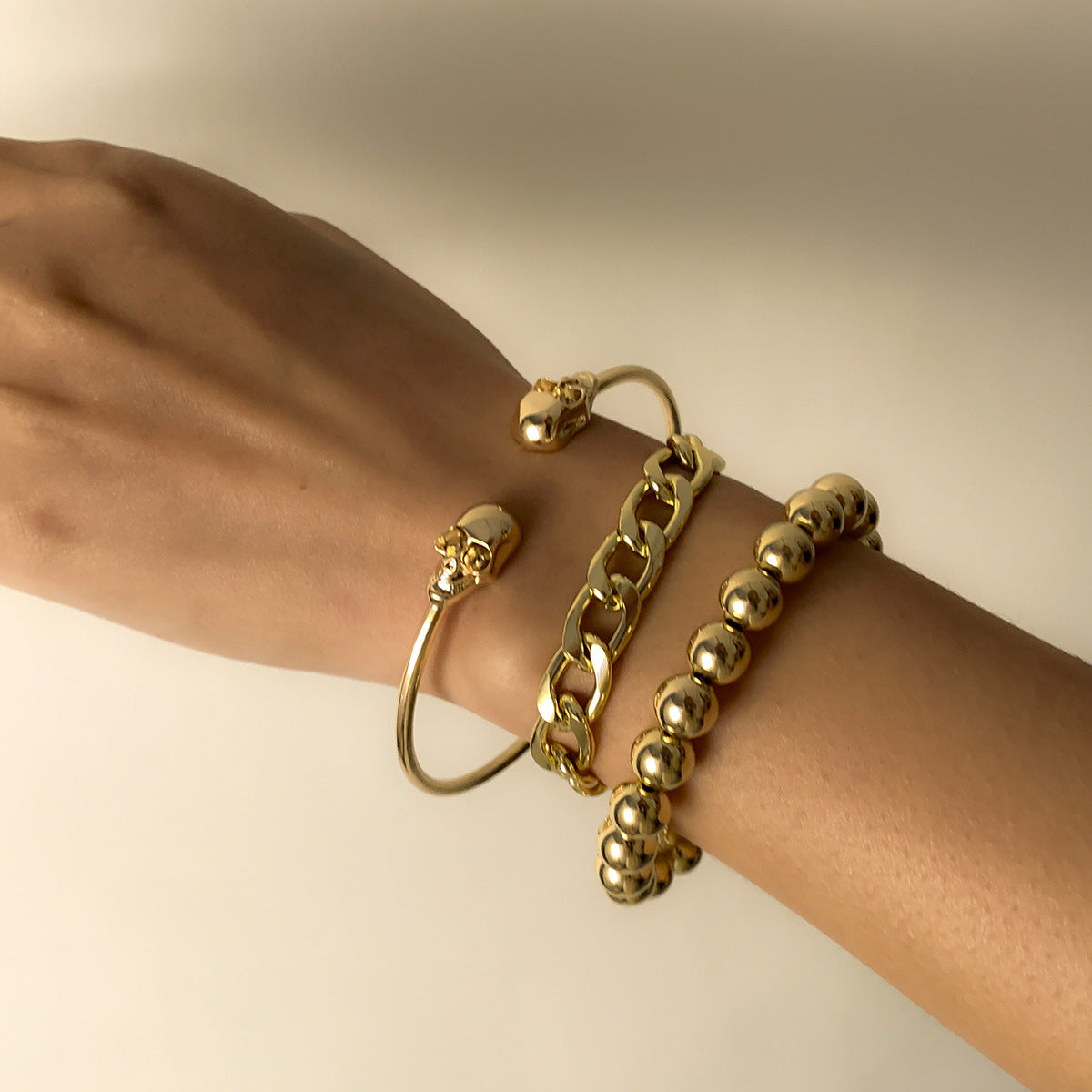 Women Punk Hip Hop Geometric Skull Hollow Chain Bracelet Unique Gift For Travel Anniversary For Her Style Pick