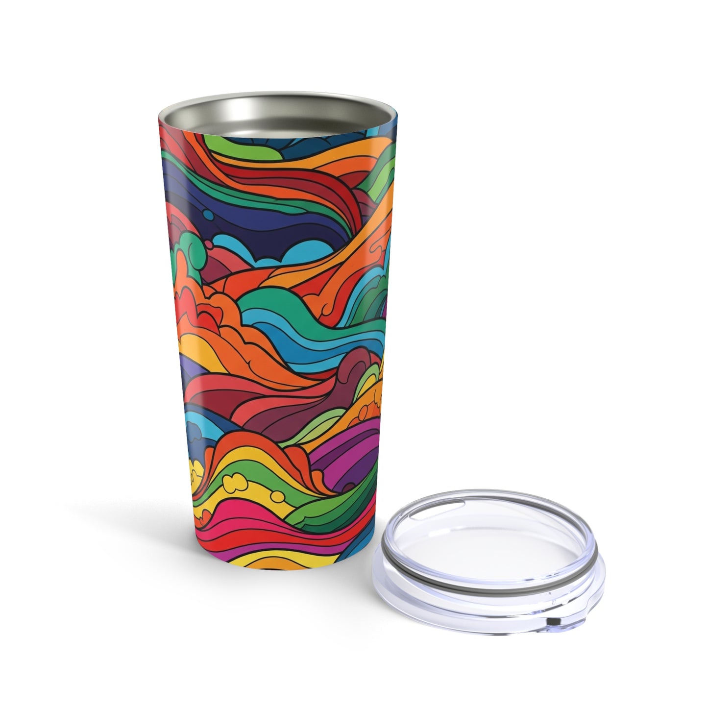 20 Ounce Stainless Steel Tumbler With Printed Graphic Double Wall Vacuum Insulated Leak Proof For Hot And Cold