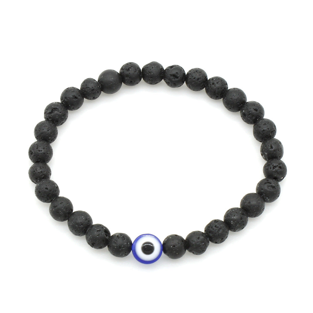Unisex Volcanic Rock Beaded Bracelet Geometric European Jewelry Accessory Retro Style Fashion For Everyday Use