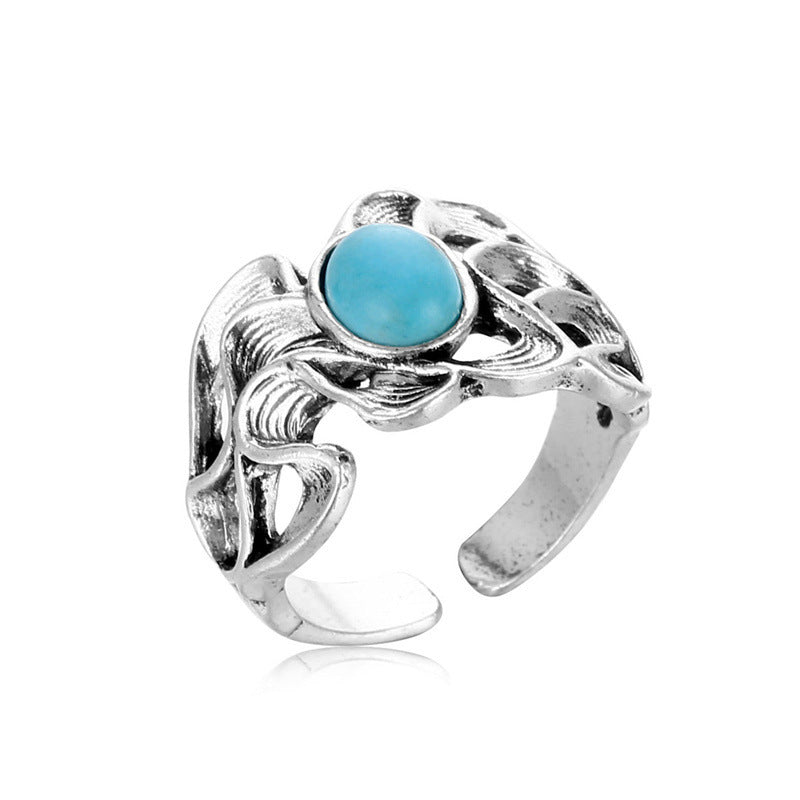 Mens Feather Ring Alloy Vintage Punk Exaggerated Design Statement Fashion Ring For Men Feather Alloy Vintage Feather