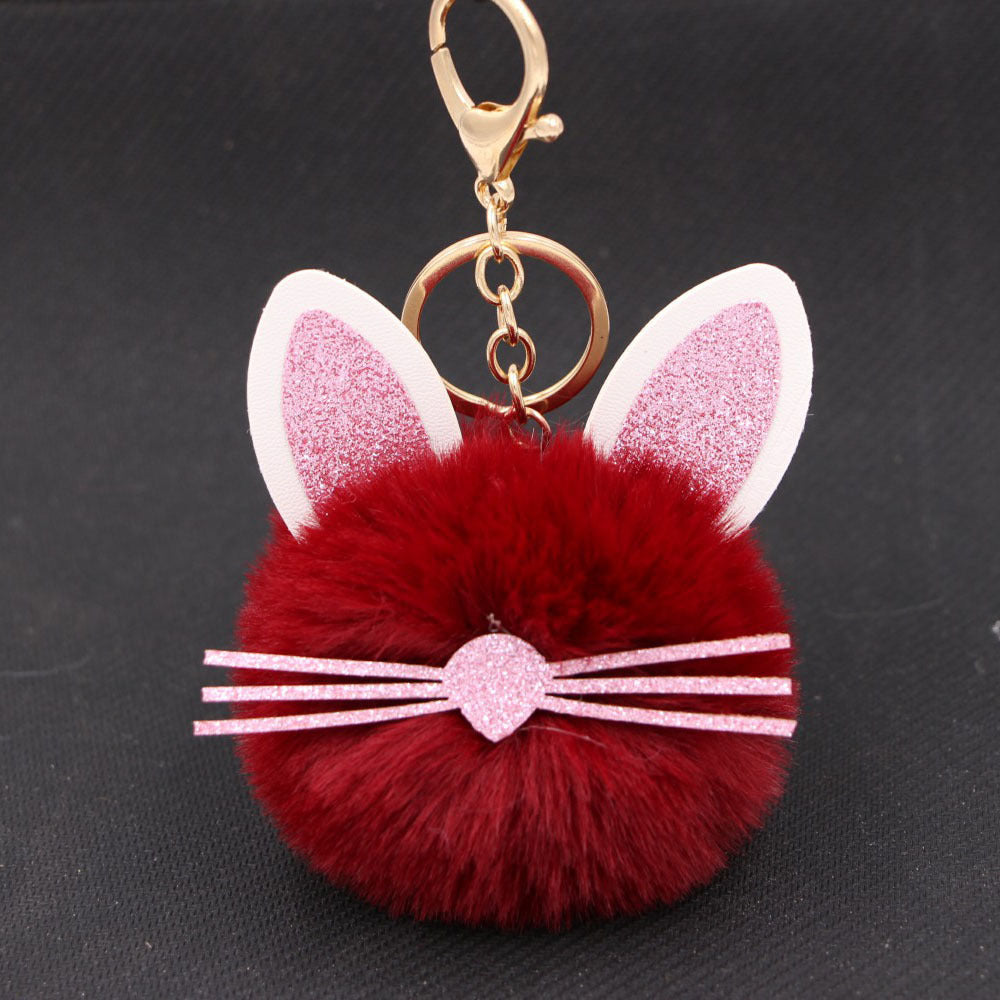 Plush Kitten Keychain Cute Cat Pendant Alloy Key Ring Women Adorable Bag Charm Accessory Trendy Gift Ideas Cat