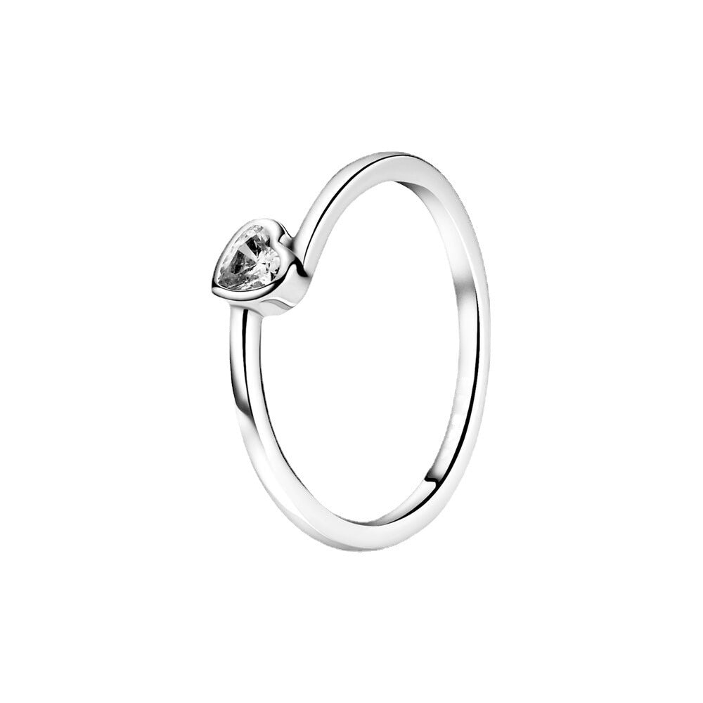 Womens Heart Ring S925 Silver Elegant Ring Simplicity Band Customizable Design Polished Finish Electroplated And Ground