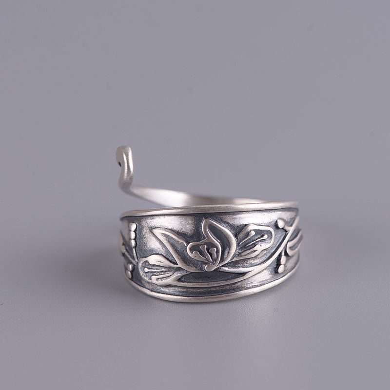 Ethnic Lotus Peacock Ring Vintage Opening Adjustable Alloy Plated Jewelry For Women Girls Retro Style Ring Now