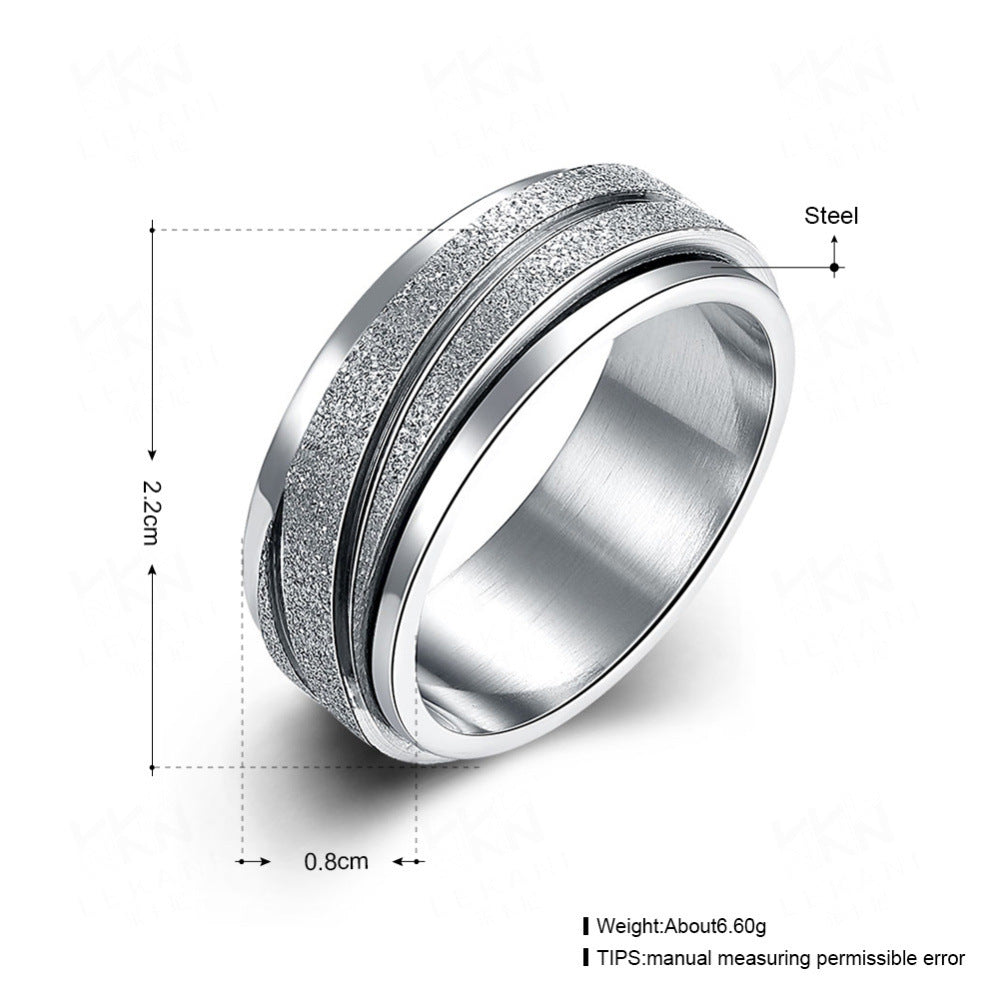 Rotatable Gear Titanium Steel Ring Modern Geometric Style