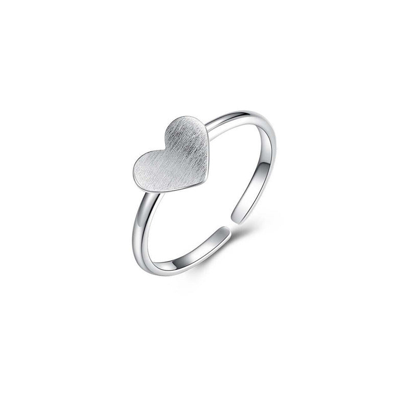 Womens Heart Ring Adjustable Copper Ring Electroplated Silver Finish Minimalist Heart Design Ring For Everyday Wear