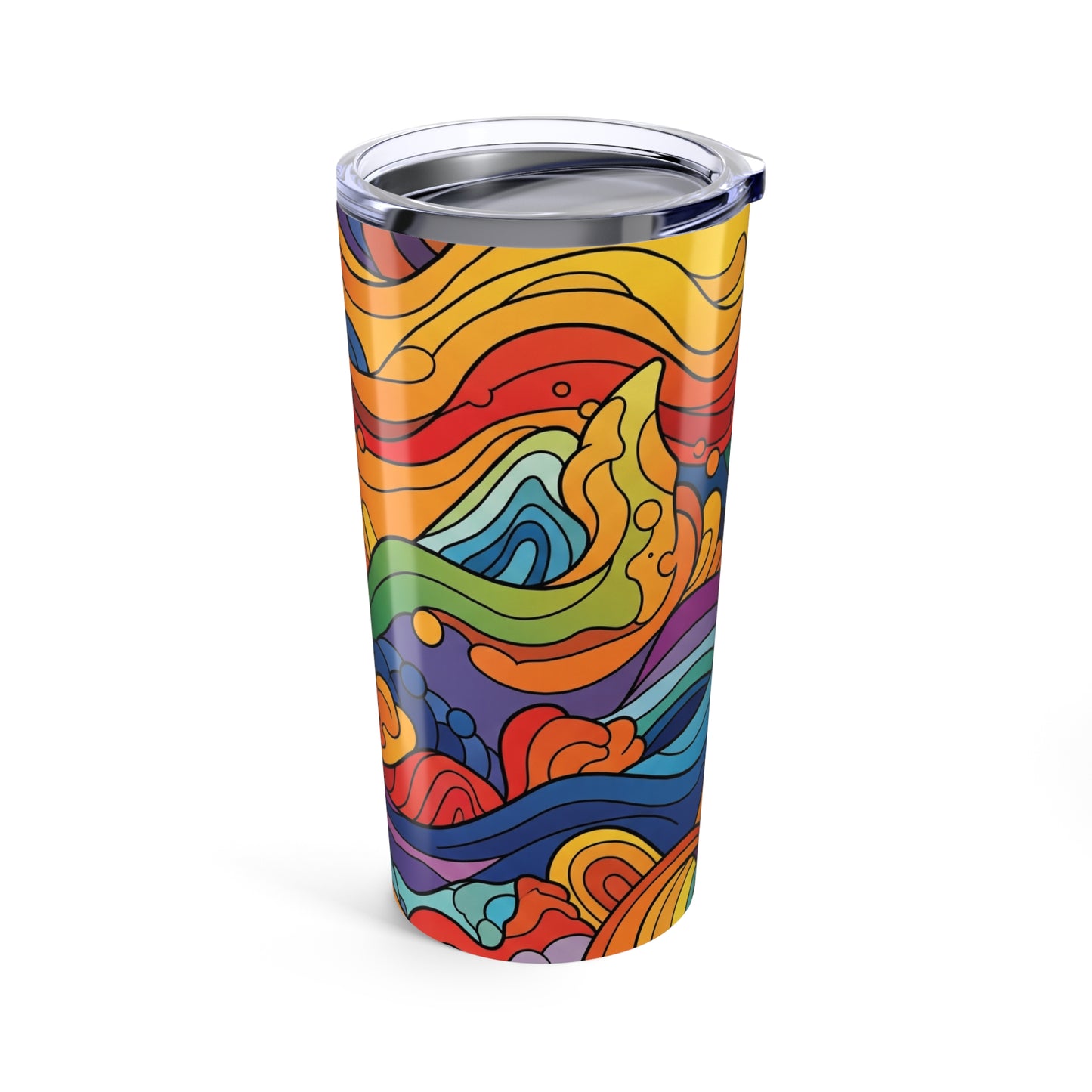 20oz Stainless Steel Tumbler With Double Wall Vacuum Insulation Spill Resistant Printed Design Durable Travel Mug