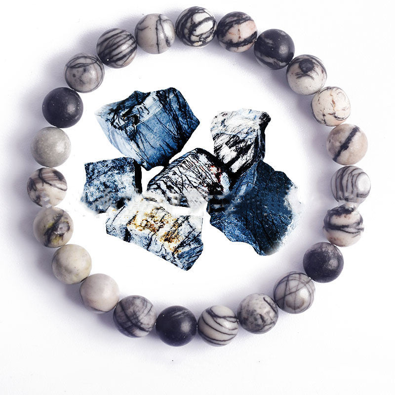 Unisex Bead Bracelet Natural Stone Hand Polished Vintage Geometric Spherical Design for Women and Men Elegance