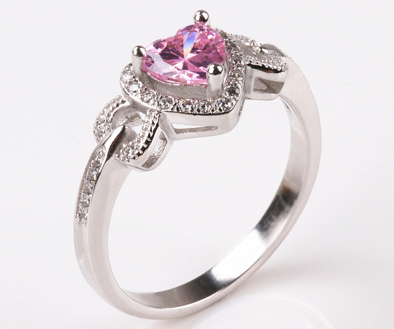 Sterling Silver Heart Ring With Inlaid Gems Womens Jewelry Elegant Love Design 925 Silverware Gift For Her Jewelry