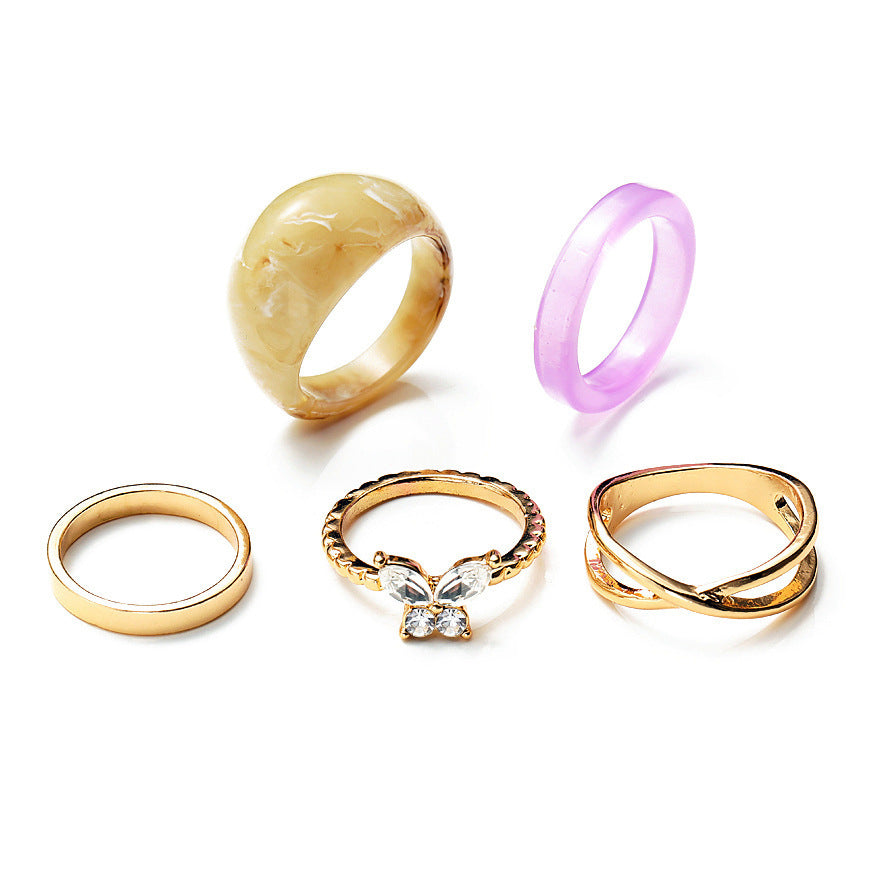 Unisex Peach Heart Ring Set With Rhinestones Dripping Oil Finish Alloy Jewelry For Women And Girls Trendy Accessory