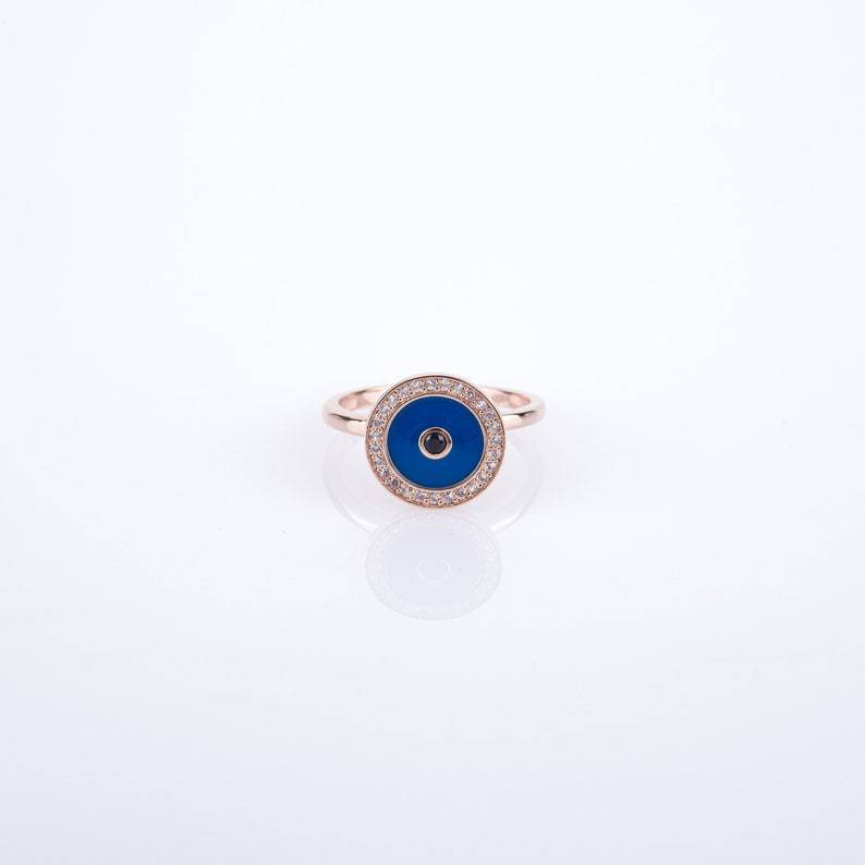 Copper Ring With Rotating Mechanism Adjustable Opening Fashion Jewelry Gold Plated Inlay Gems Demon Eye Accent