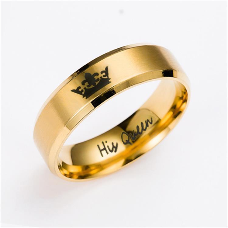 His Queen Her King Crown Wedding Rings Stainless Steel Matching Coupled Jewelry Gift To Couples Deluxe Edition