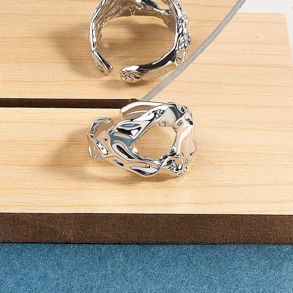 Womens Adjustable Copper Ring Hollow Geometric Ring Elegant Platinum Gold Ring Jewelry Gift For Women Elegant