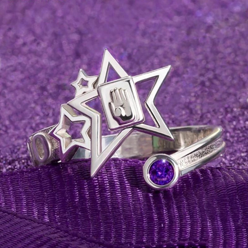 Star Shape Alloy Ring Purple Crystal Unisex Jewelry Fashion Ring Gift For Couple Unisex Gift For Every Style U