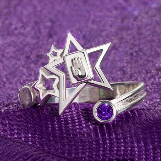 Star Shape Alloy Ring Purple Crystal Unisex Jewelry Fashion Ring Gift For Couple Unisex Gift For Every Style U