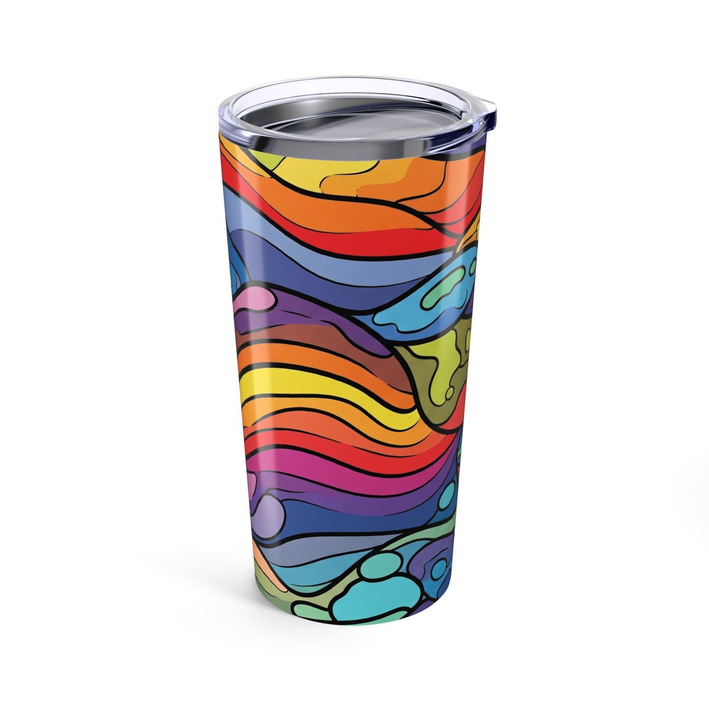 20oz Stainless Steel Tumbler With Vacuum Insulation Printed Spill Proof Travel Mug Lid Keeps Beverages Hot Or Cold
