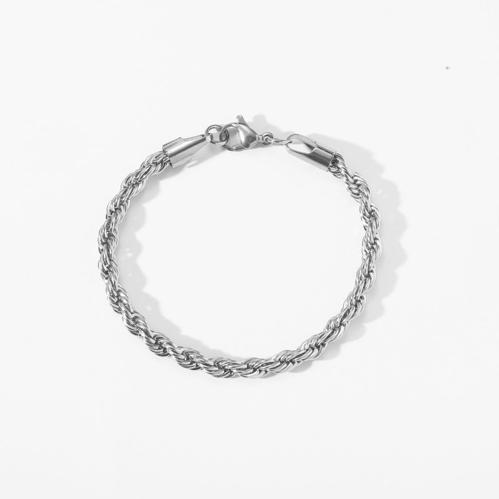 Stainless Steel Twisted Rope Chain Bracelet Geometric Style