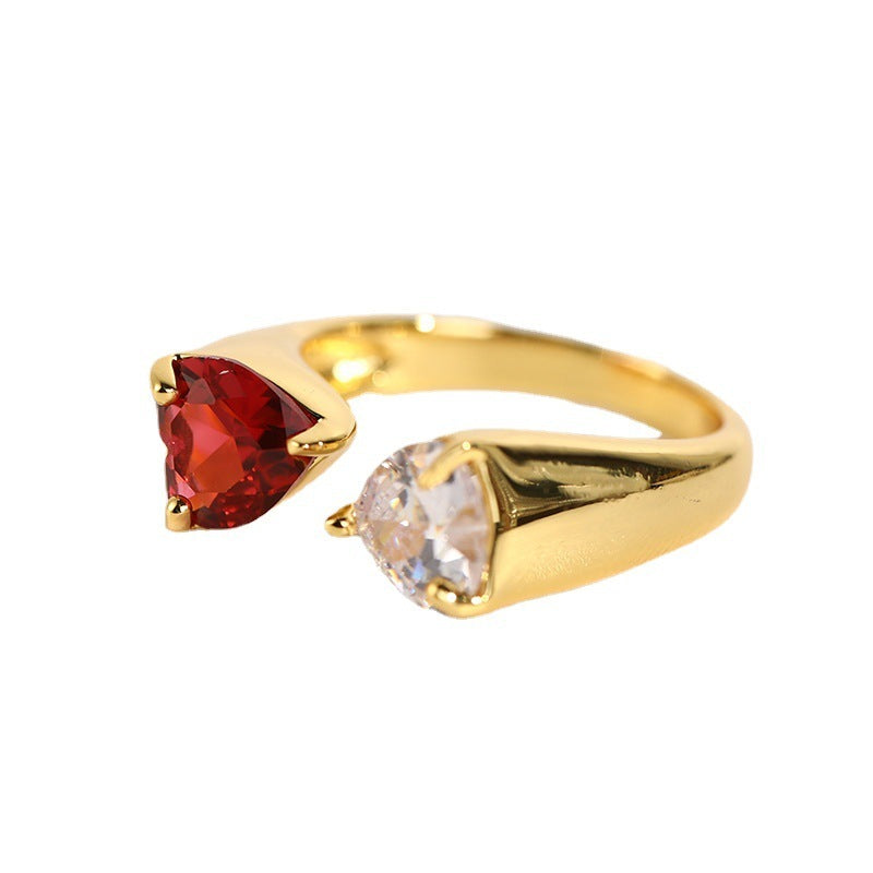 Geometric Zircon Rings For Women Asymmetrical Openings Copper Rings Retro Personality Electroplating Statement