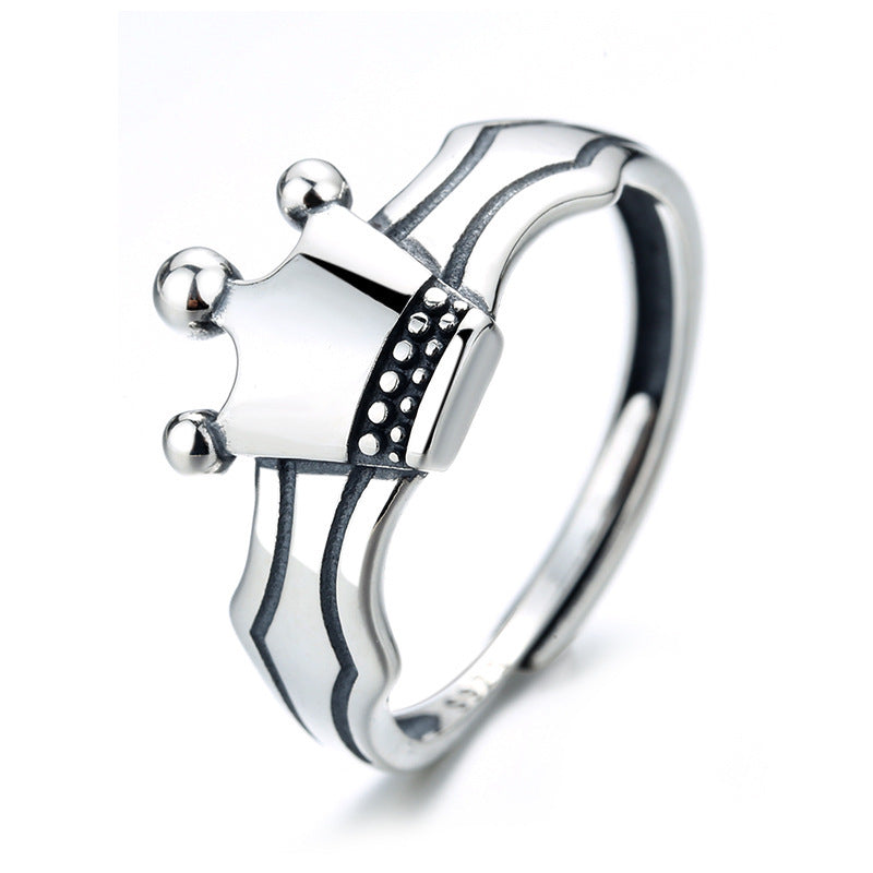 Silver Princess Crown Ring Vintage Retro Geometric Design 1cm Wide Individually Packed Gift Ready Packaging Now