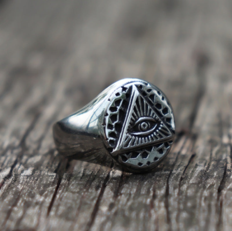 Mens Ring Geometric Triangle Design European Alloy Classic