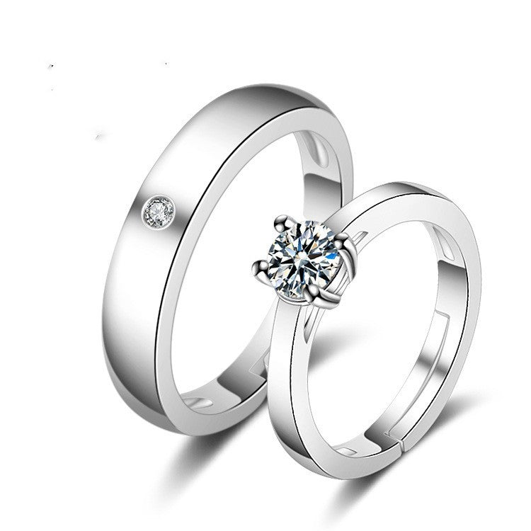 Couple Rings Korean Fashion Jewelry Gift White Copper Electroplated Open Rings Women Men Matching Promise Bands