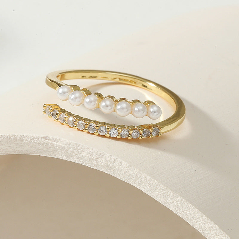 Womens Adjustable Copper Ring Knotted Band With Geometric Zircon Inlay Open Ring Elegant Jewelry Korean Styles