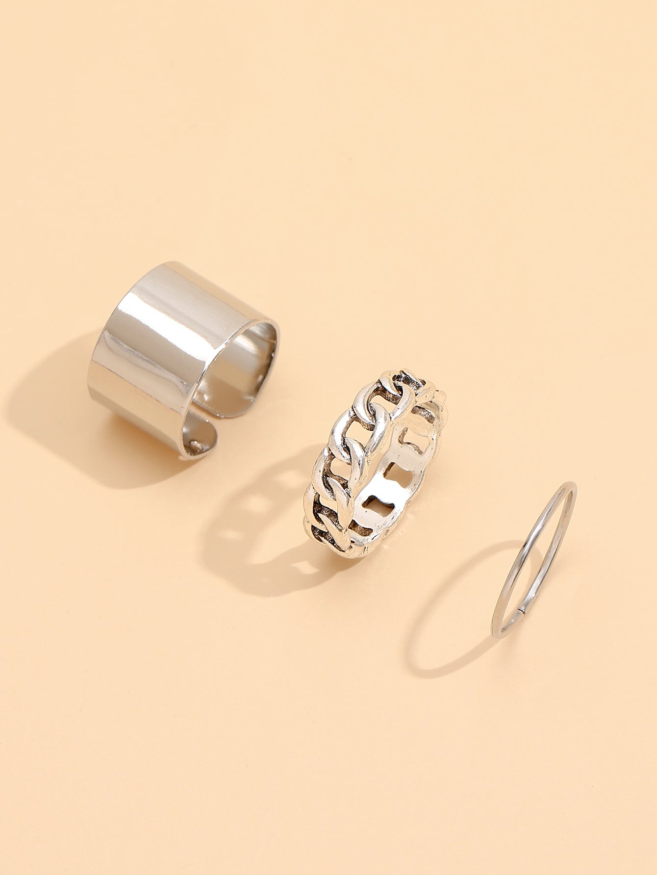 Women Geometric Ring Set Fashion Jewelry Electroplated Irregular Shape Zinc Alloy Metal Rings For Daily Styles